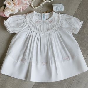 Newborn White Embroidered Heirloom Dress Feltman Brothers Lace Pin Tucks NWT
